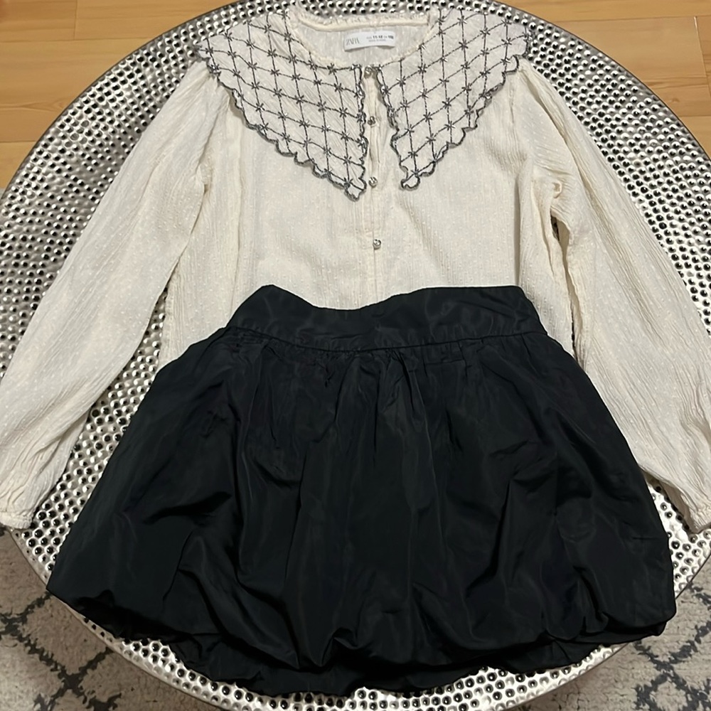 Zara long sleeve top and a balloon skirt size 11-12 girls